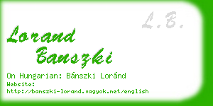 lorand banszki business card